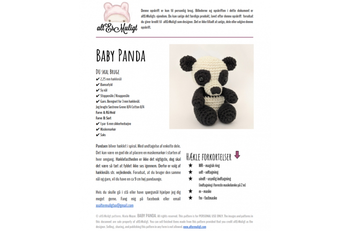 Opskrift Baby Panda