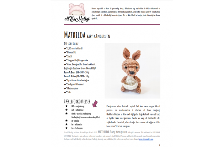 Opskrift Mathilda Baby Knguruen