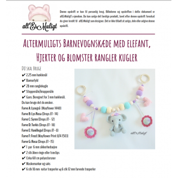 Opskrift Barnevognskde med Elefant, Hjerter og Blomster Ranglekugler