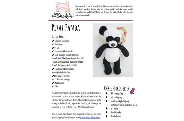 Opskrift Pirat Panda