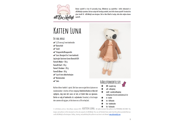 Opskrift Katten Luna