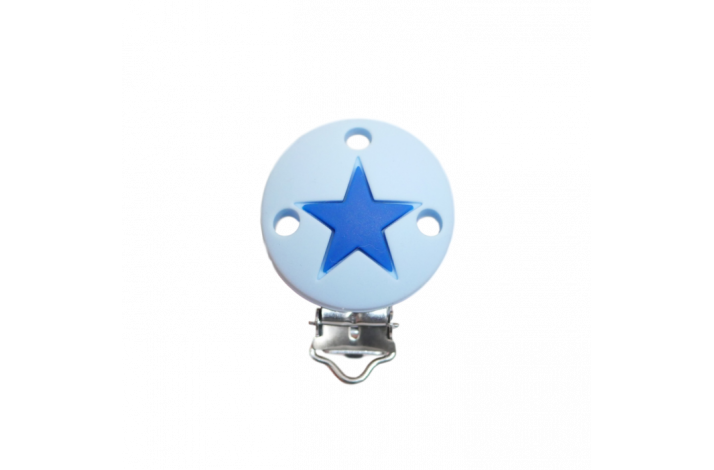 Rund med Stjerne Silikone Clips 0430 Baby Lysebl