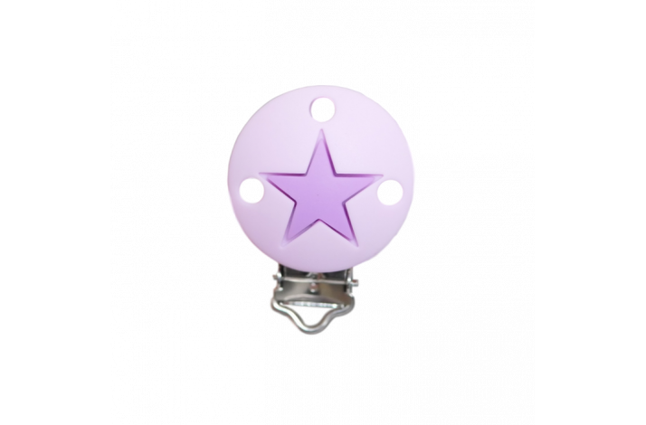 Rund med Stjerne Silikone Clips 0524 Lyselilla