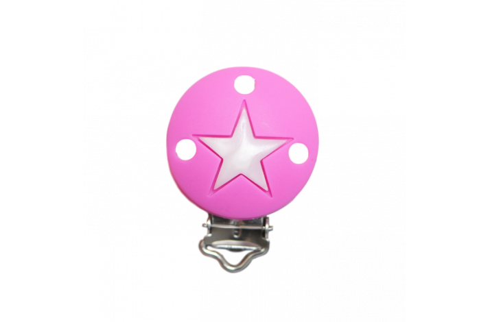 Rund med Stjerne Silikone Clips 0612 Cerise