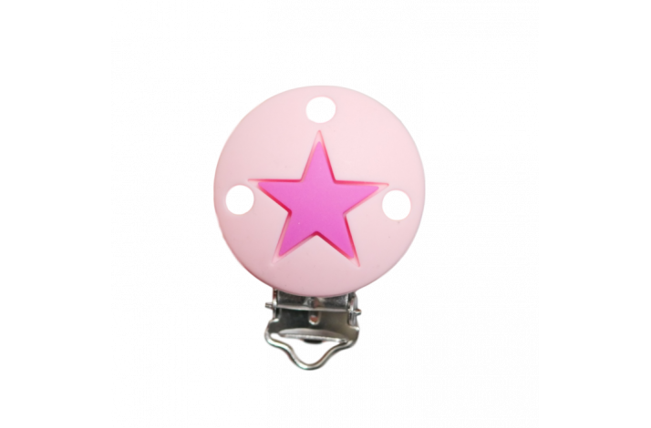 Rund med Stjerne Silikone Clips 0714 Rosa