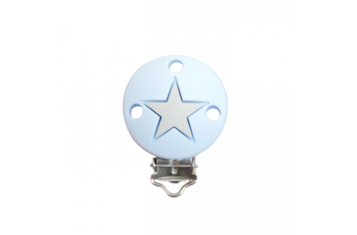 Rund med Stjerne Silikone Clips Baby Lysebl A