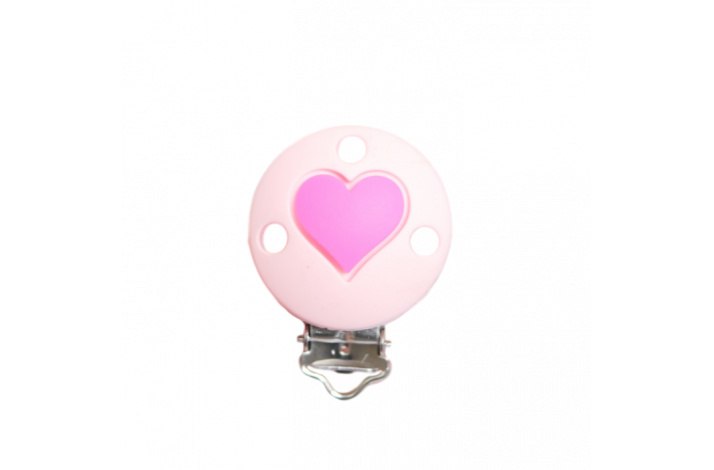 Rund med Hjerte Silikone Clips 0714 Rosa