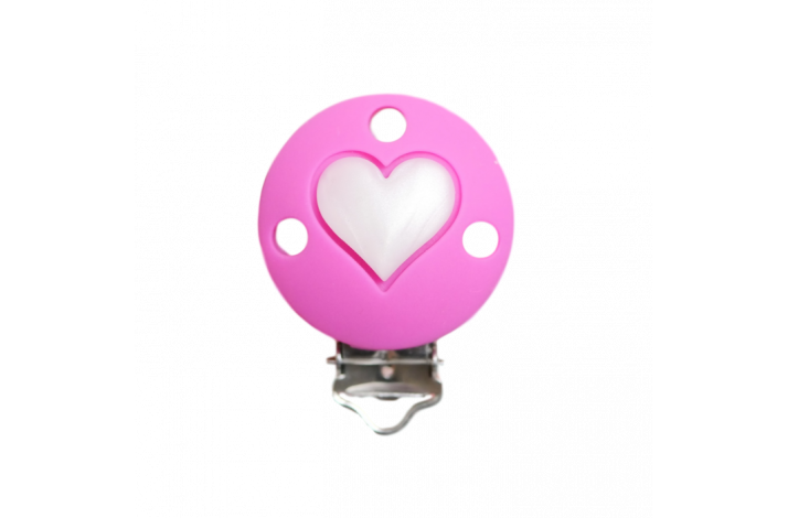 Rund med Hjerte Silikone Clips 0612 Cerise