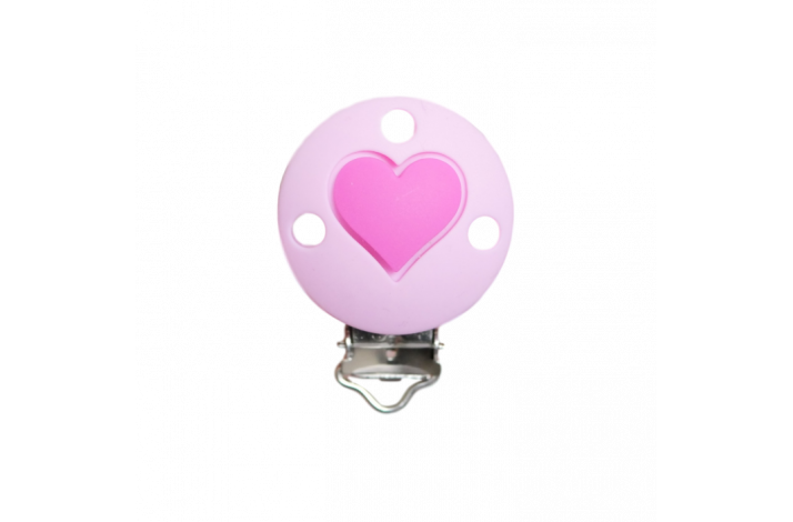Rund med Hjerte Silikone Clips 0624 Baby Lyserd