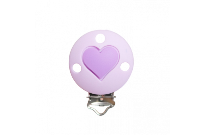 Rund med Hjerte Silikone Clips 0524 Lyselilla
