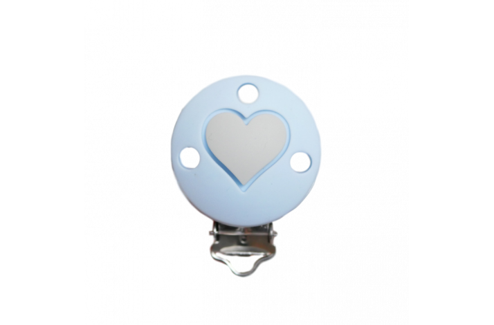 Rund med Hjerte Silikone Clips Baby Lysebl A