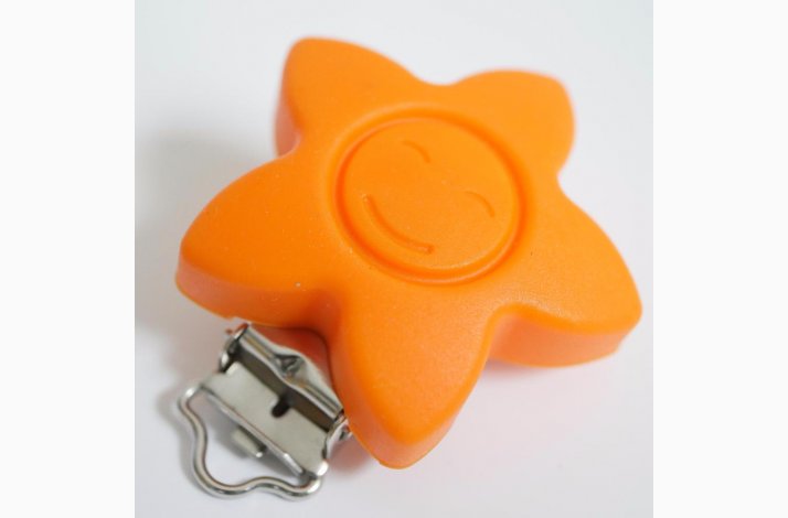 Stjerne Silicone Clips med Ansigt 0910 Orange