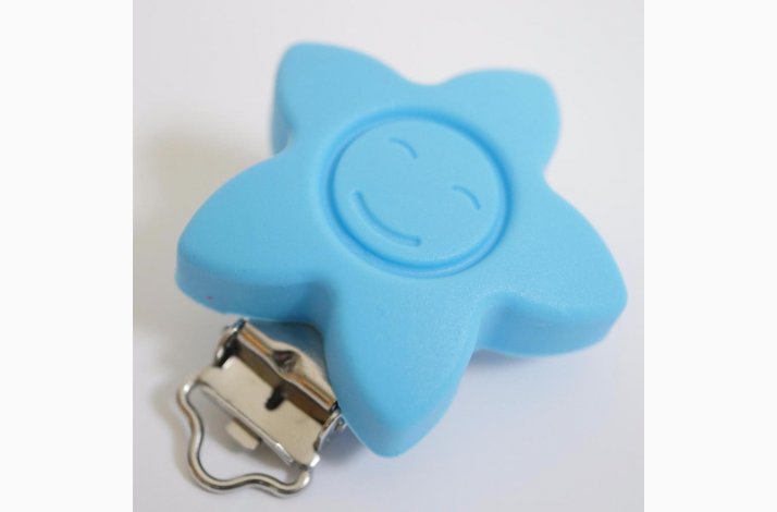 Stjerne Silicone Clips med Ansigt 0418 Himmelbl