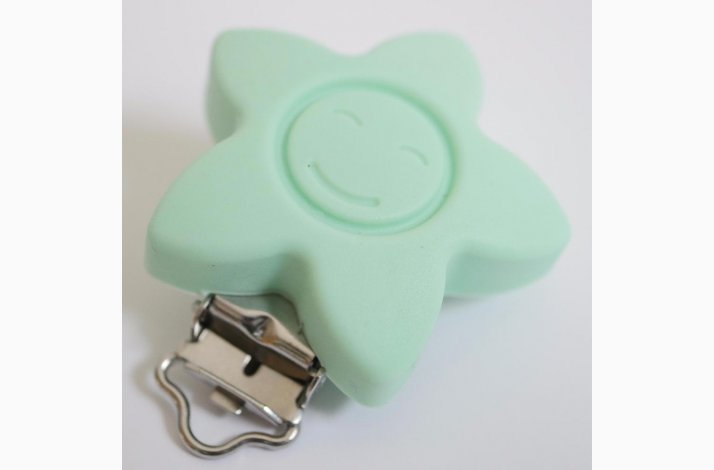 Stjerne Silicone Clips med Ansigt 0324 Mint