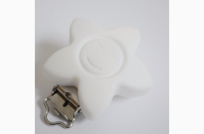 Stjerne Silicone Clips med Ansigt 1110 Hvid