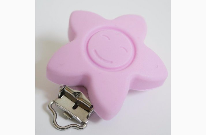 Stjerne Silicone Clips med Ansigt 0524 Lyselilla
