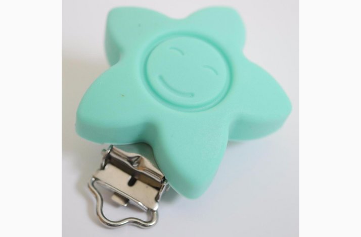 Stjerne Silicone Clips med Ansigt 0320 Medium Turkis