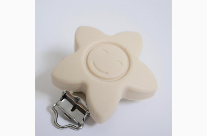 Stjerne Silicone Clips med Ansigt 0930 R Hvid