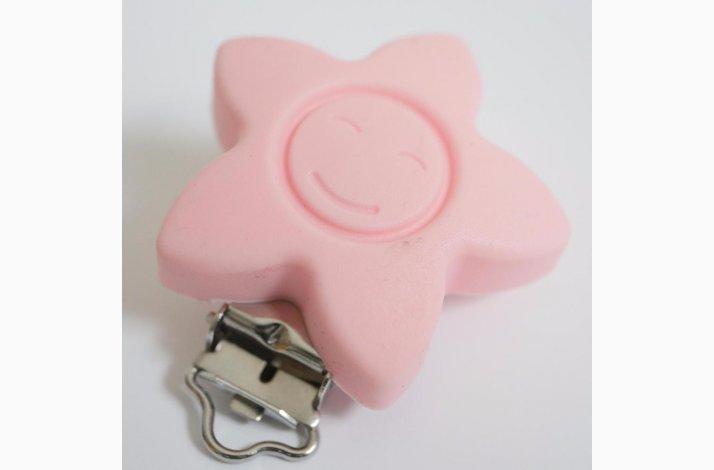 Stjerne Silicone Clips med Ansigt 0714 Rosa