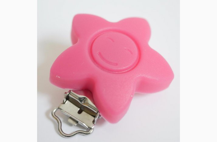 Stjerne Silicone Clips med Ansigt 0614 Pink