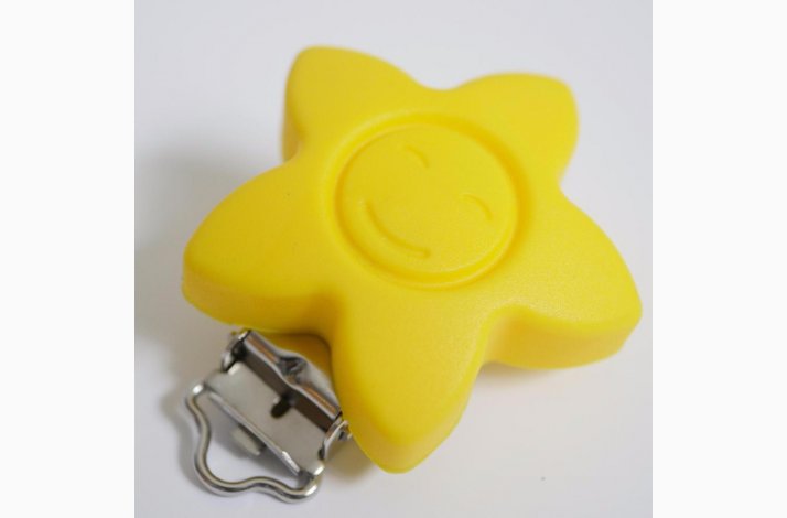 Stjerne Silicone Clips med Ansigt 0918 Gul