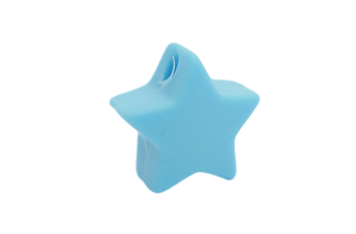 14 mm Stjerne Silikone Perler 0419 Lys Himmelbl