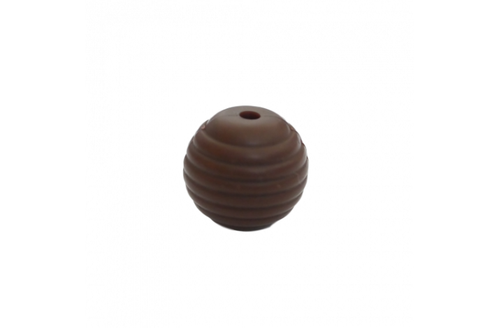 15 mm RILLE Rund SilikonePerler 0110 Chokolade