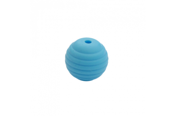 15 mm RILLE Rund SilikonePerler 0419 Lys Himmelbl