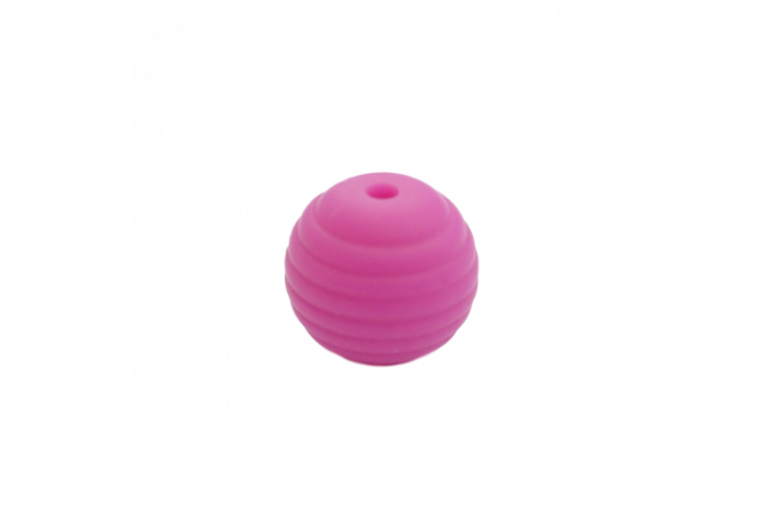 15 mm RILLE Rund SilikonePerler 0611 Cerise