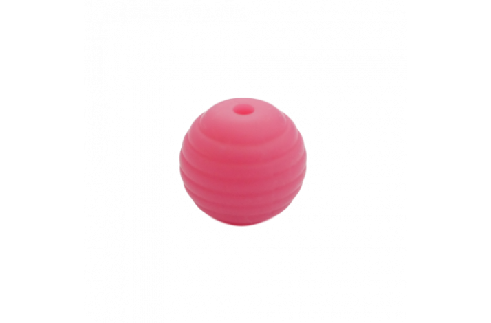 15 mm RILLE Rund SilikonePerler 0614 Pink