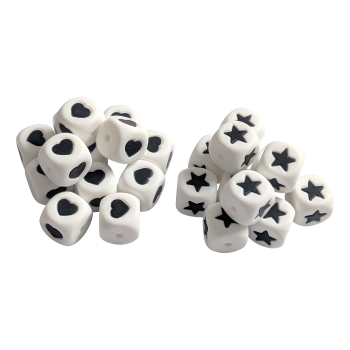 12 x 12 mm Stjerne/Hjerte Silikone Perler