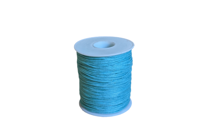 1 mm Vokset Bomuldsnor Lys Turkis