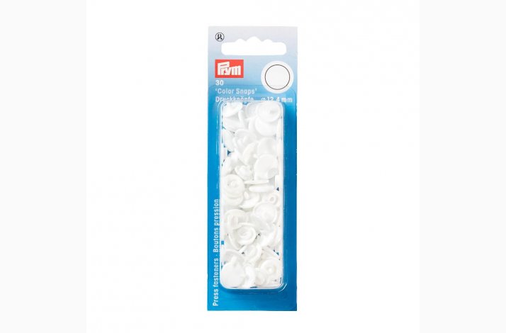 Prym Color Snaps Trykknapper Plast Rund 12,4mm - 30 stk Hvid